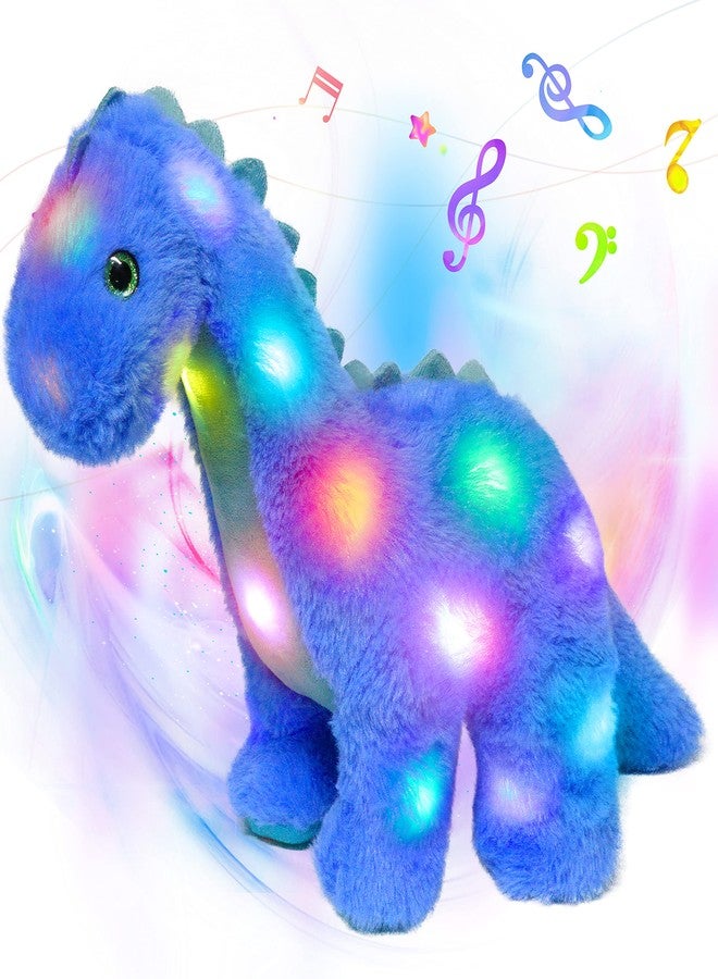 Hopearl LED Musical Stuffed Dinosaur Lighting Up Singing Diplodocus Soft Plush Toy with Long Neck Adjustable Volume Lullaby Animated Soothe Gifts for Kids Toddlers, Blue, 16'' - Image 1